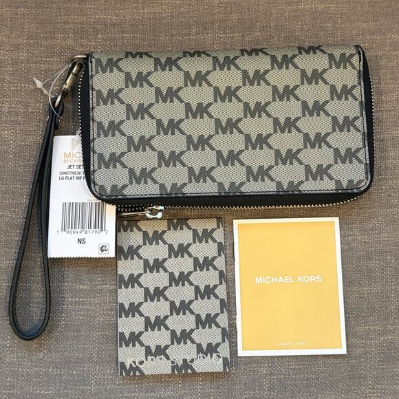 Michael Kors Jet Set Travel Large Flat Zip MF Phone Case Wristlet Wallet NEW - Picture 2 of 6